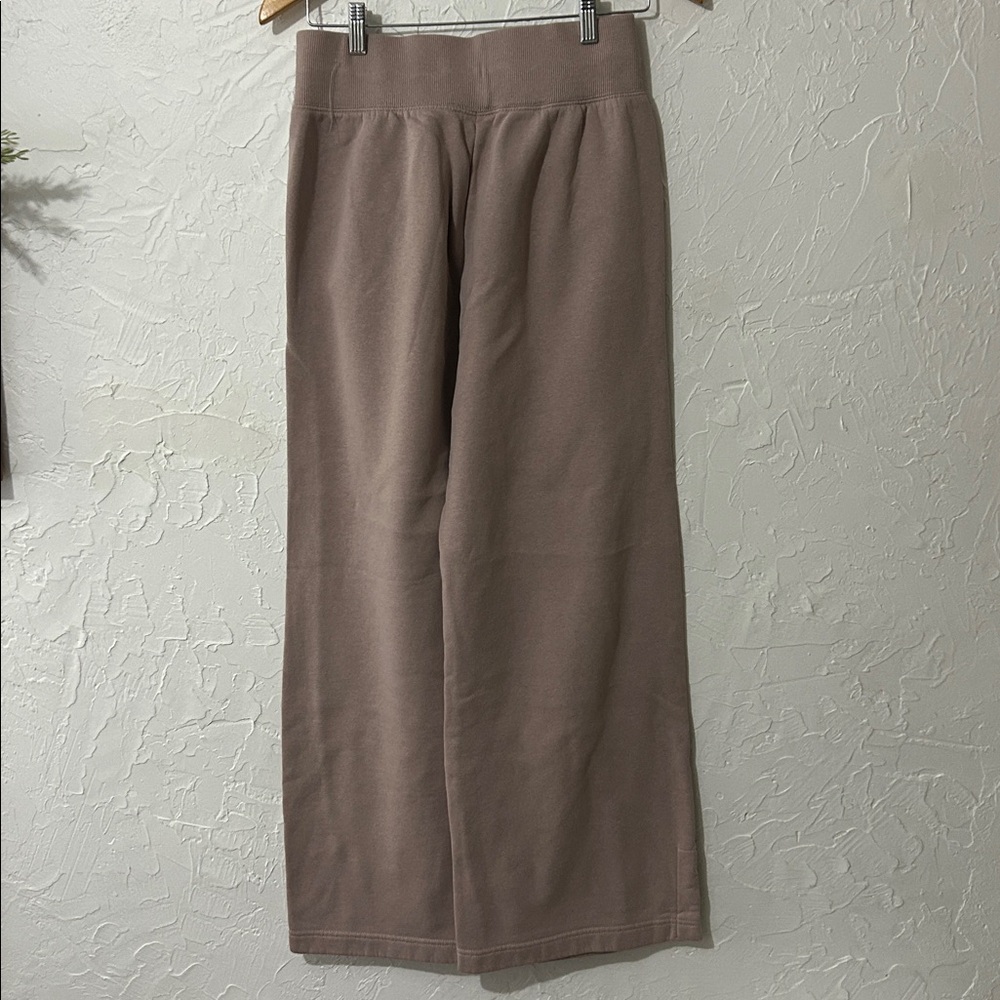 Nike Taupe Wide-Leg Drawstring Sweatpants with White Swoosh - Picture 4 of 5